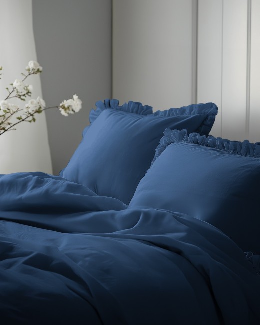 Przejdź do produktu Pościel 140x200 bawełniana z falbanką PURE DENIM