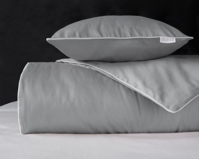 Przejdź do produktu Pościel 140x200 bawełniana z Makosatyny Pure jasnoszara