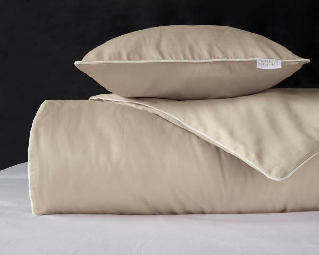 Przejdź do produktu Pościel 140x200 bawełniana z Makosatyny Pure TAUPE