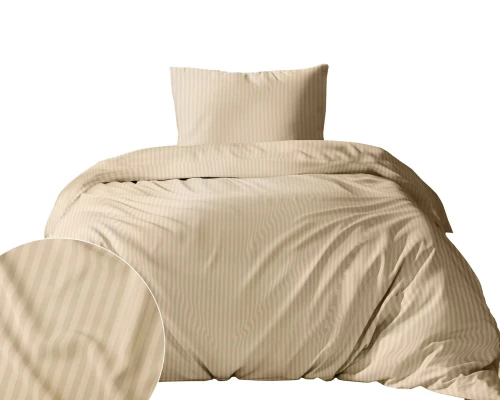 Pościel 140x200 adamaszek Bawełna 100% satynowo-atłasowa Pure piaskowy beż