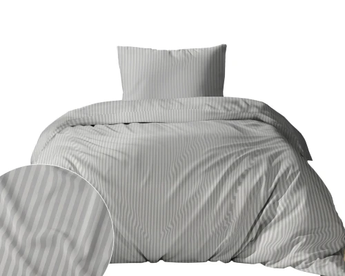 Pościel 140x200 adamaszek Bawełna 100% satynowo-atłasowa Pure jasnoszara