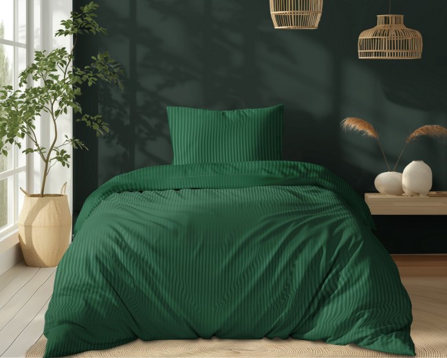 Przejdź do produktu Pościel 140x200 adamaszek Bawełna 100% satynowo-atłasowa Pure zielona