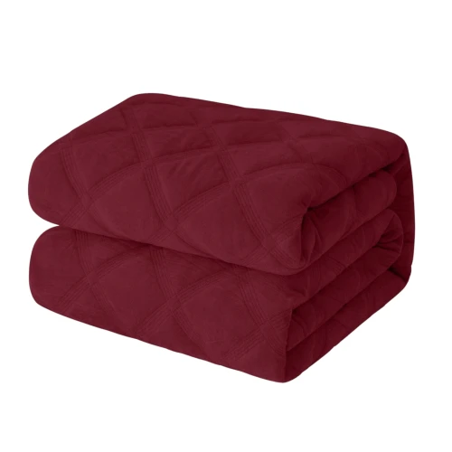 Narzuta na łóżko 200x220 velvet bordowa pikowana na kanapę NNG 3406