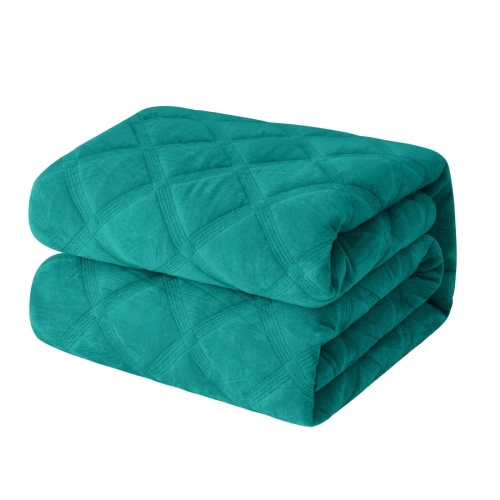 Narzuta na łóżko 200x220 velvet turkusowy pikowana na kanapę NNG 3408
