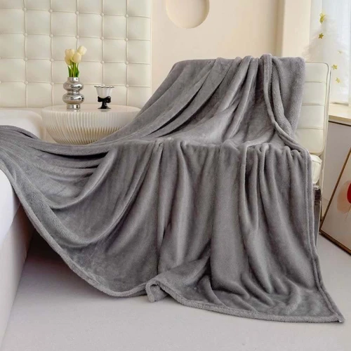 Koc 200x220 pluszowy z mikrofibry szary