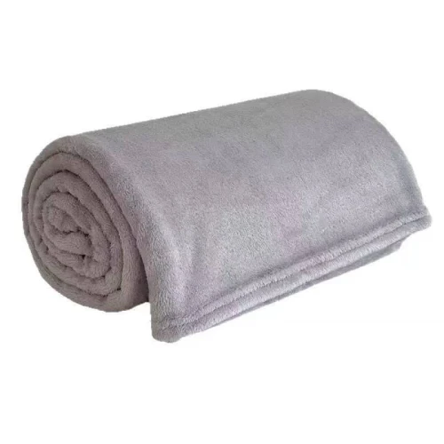 Koc 200x220 pluszowy z mikrofibry jasnoszary