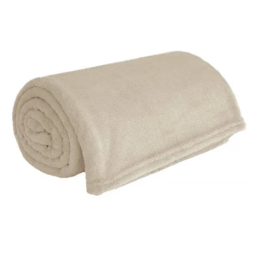 Koc 200x220 pluszowy z mikrofibry beżowy