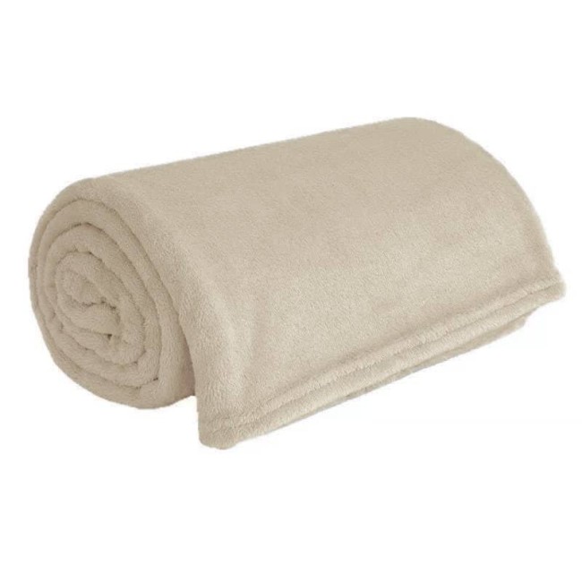 Przejdź do produktu Koc 200x220 pluszowy z mikrofibry beżowy