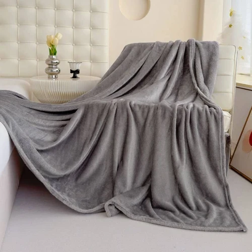 Koc 160x200 pluszowy z mikrofibry szary