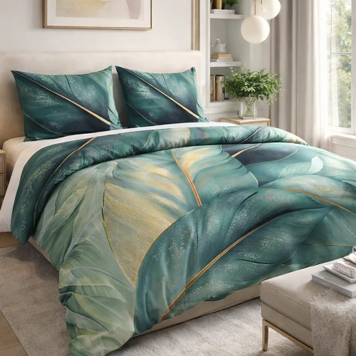 Pościel satynowa bawełniana 160x200 turkusowo-zielona SATYNLOVE PREMIUM