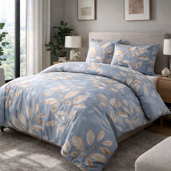 Przejdź do produktu Pościel bawełniana 140x200 szara w złote liście COTTONLOVE