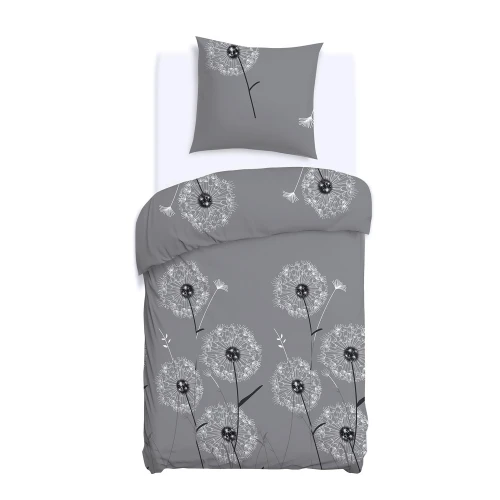 Pościel bawełniana 140x200 szara w dmuchawce COTTONLOVE