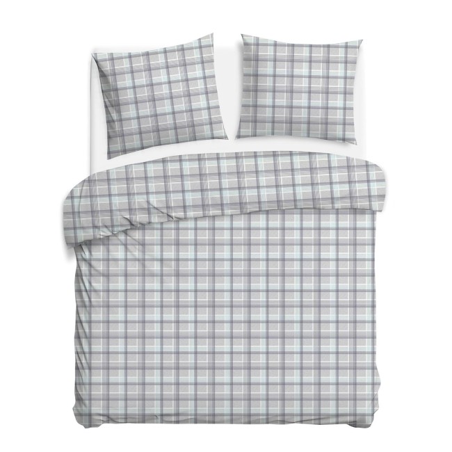 Przejdź do produktu Pościel bawełniana 160x200 w szaro-niebieską kratę COTTONLOVE