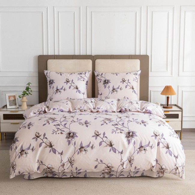 Przejdź do produktu Pościel 160x200 komplet 3cz mikrofibra Pudrowy Ogród 3431
