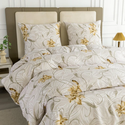 Pościel 160x200 komplet 3cz mikrofibra Kremowa Elegancja 3434