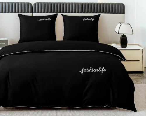 Pościel Bawełniana 160x200 Czarna Fashionlife 3414