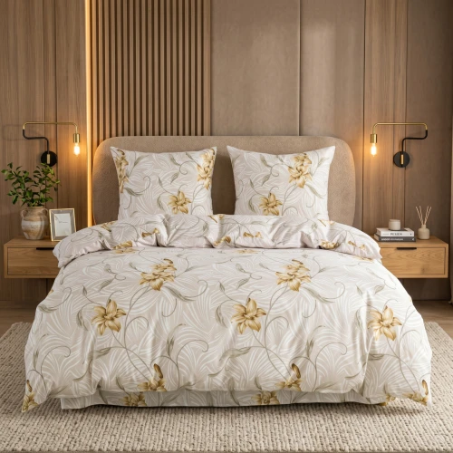 Pościel 160x200 komplet 3cz mikrofibra Kremowa Elegancja 3435