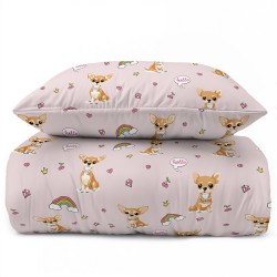 Pościel dla dziecka 160x200 CHIHUAHUA I TĘCZE 5855A