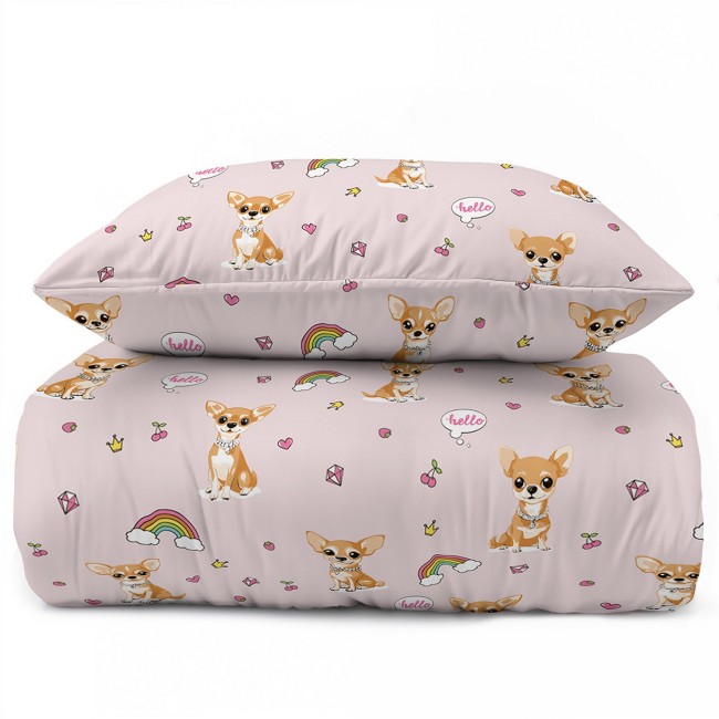 Przejdź do produktu Pościel dla dziecka 160x200 CHIHUAHUA I TĘCZE 5855A