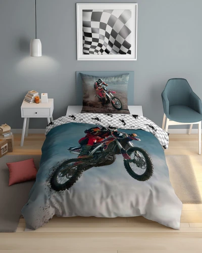 Pościel świecąca w ciemności 140x200 MOTOCROSS 5843A