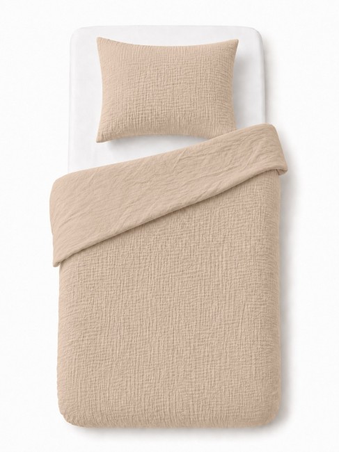 Przejdź do produktu Pościel 100x135 Muślinowa Dziecięca Beżowa Bawełna