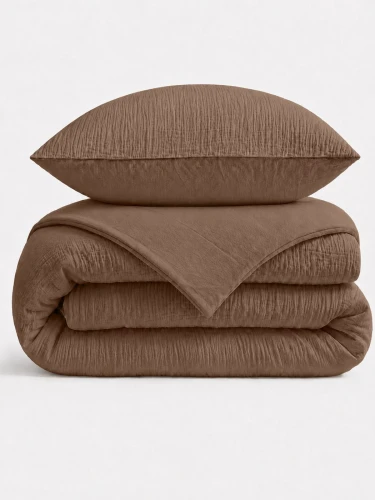 Pościel 200x220 Muślinowa Mocha Bawełna 3 części 70x80 Pure Collection