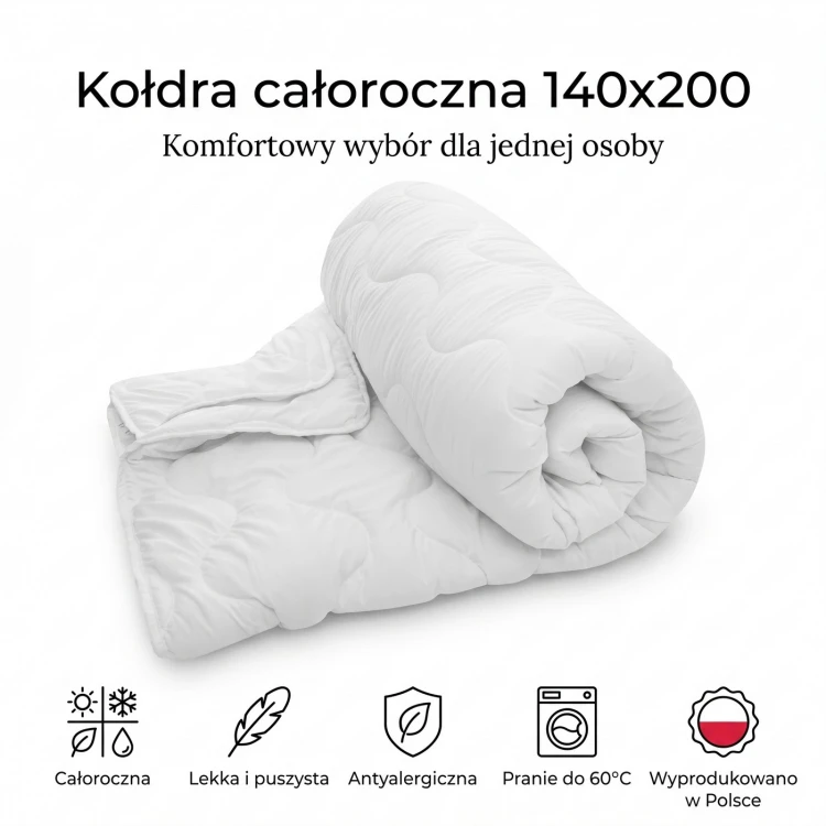 Kołdra 140x200 cechy produktu