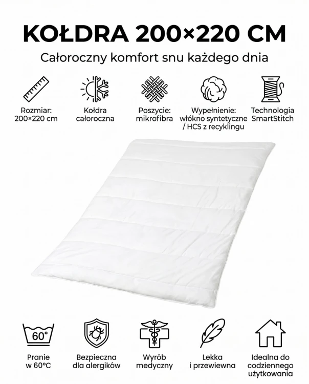kołdra 200x220 cechy produktu