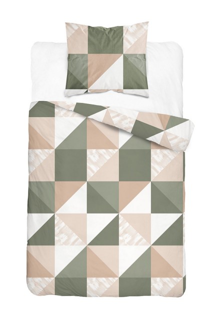 Przejdź do produktu Pościel 140x200 Bawełna satynowa 100% Zielona Geometria 6006A