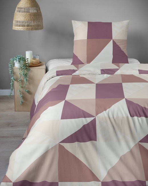 Przejdź do produktu Pościel 140x200 Bawełna satynowa 100% Pudrowa Geometria 6006B