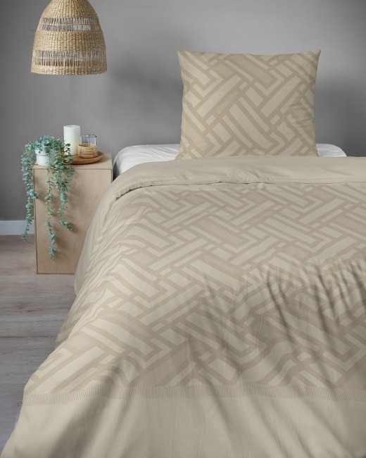 Przejdź do produktu Pościel 140x200 Bawełna satynowa 100% Nowoczesny Beż 5938A 