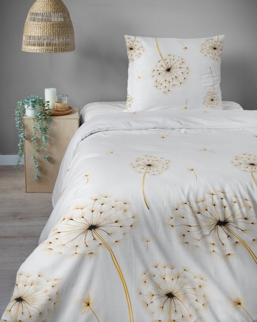 Przejdź do produktu Pościel 140x200 Bawełna satynowa 100% Beżowe Dmuchawce 5991A