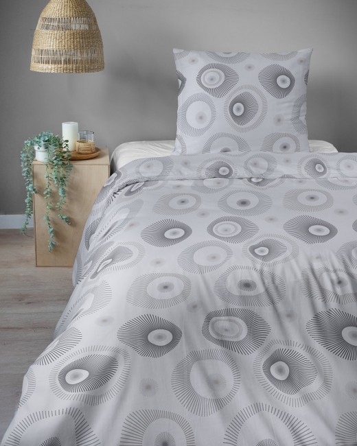 Przejdź do produktu Pościel 140x200 Bawełna satynowa 100% Szare Koła 5986B