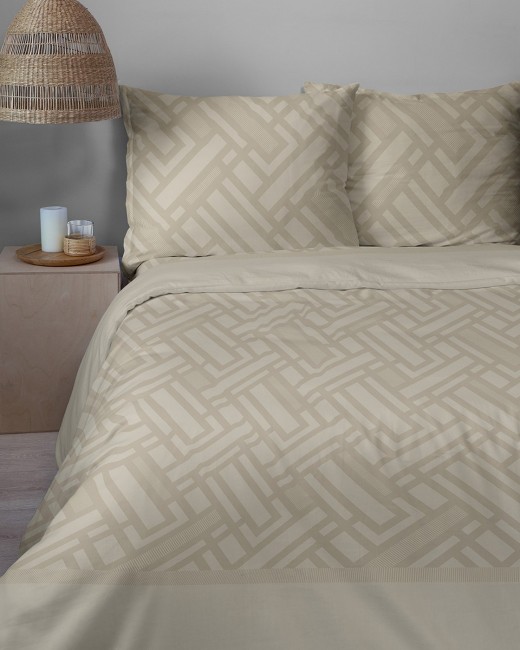 Przejdź do produktu Pościel 160x200 Bawełna satynowa 100% Nowoczesny Beż 5938A