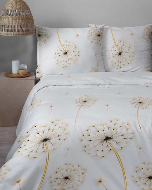 Przejdź do produktu Pościel 160x200 Bawełna satynowa 100% Beżowe Dmuchawce 5991A