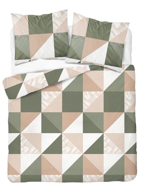 Przejdź do produktu Pościel 160x200 Bawełna satynowa 100% Zielona Geometria 6006A