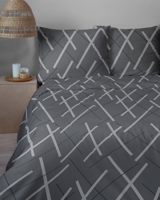 Przejdź do produktu Pościel 200x220 Bawełna satynowa 100% Grafitowe Linie 6007A