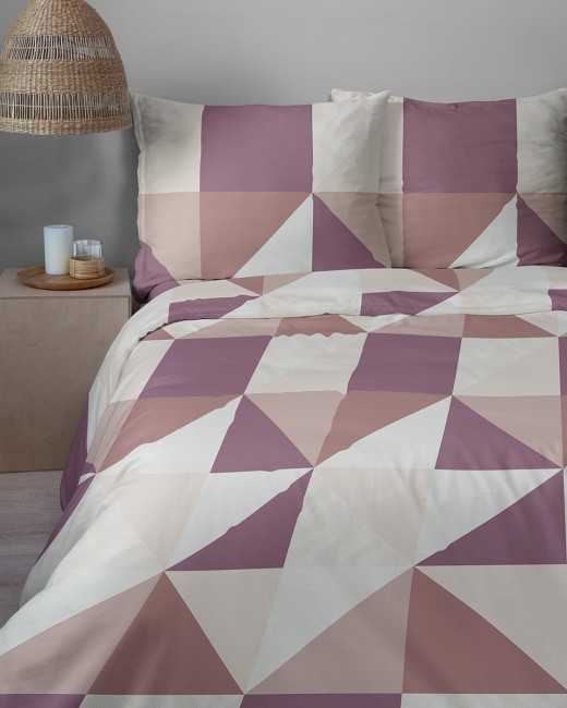 Przejdź do produktu Pościel 200x220 Bawełna satynowa 100% Pudrowa Geometria 6006B