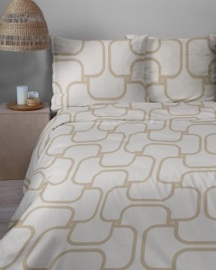 Pościel 200x220 Bawełna satynowa 100% Kremowy Minimalizm 5995B