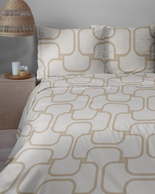 Przejdź do produktu Pościel 200x220 Bawełna satynowa 100% Kremowy Minimalizm 5995B