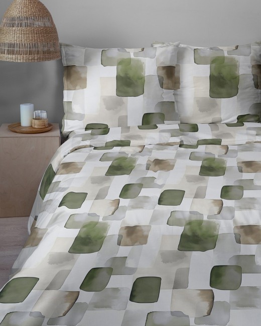 Przejdź do produktu Pościel 200x220 Bawełna satynowa 100% Zielona Akwarela 5994B