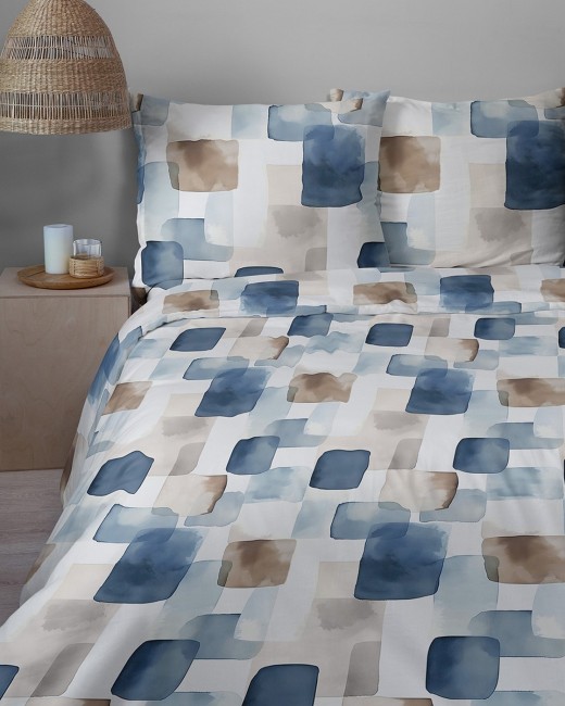 Przejdź do produktu Pościel 200x220 Bawełna satynowa 100% Niebieska Akwarela 5994A