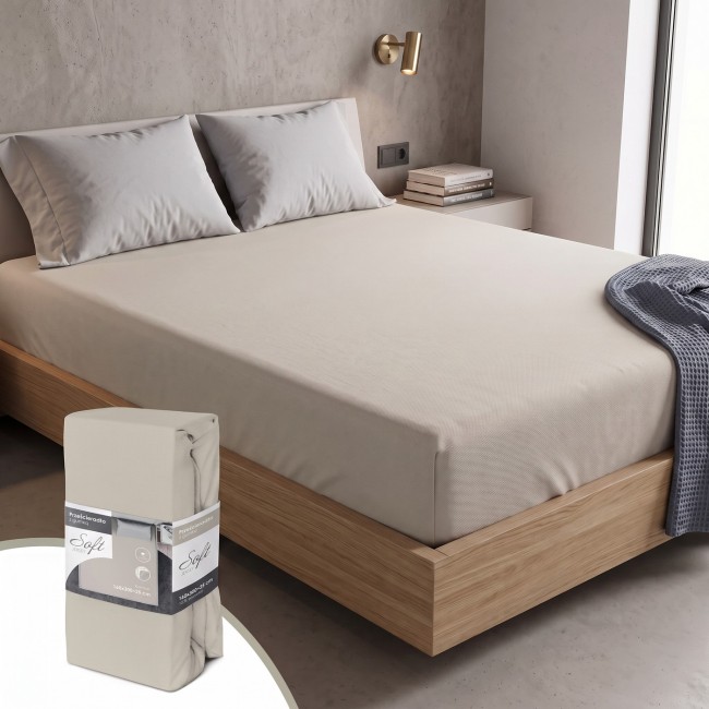 Przejdź do produktu Prześcieradło z gumką 160x200 bawełna jersey Szaro-beżowy