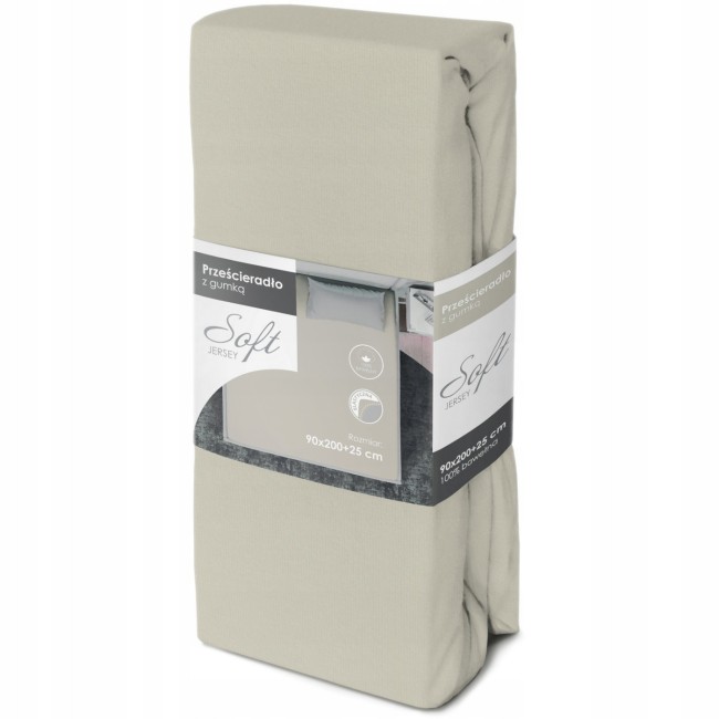 Przejdź do produktu Prześcieradło z gumką 90x200 bawełna jersey Szaro-beżowy