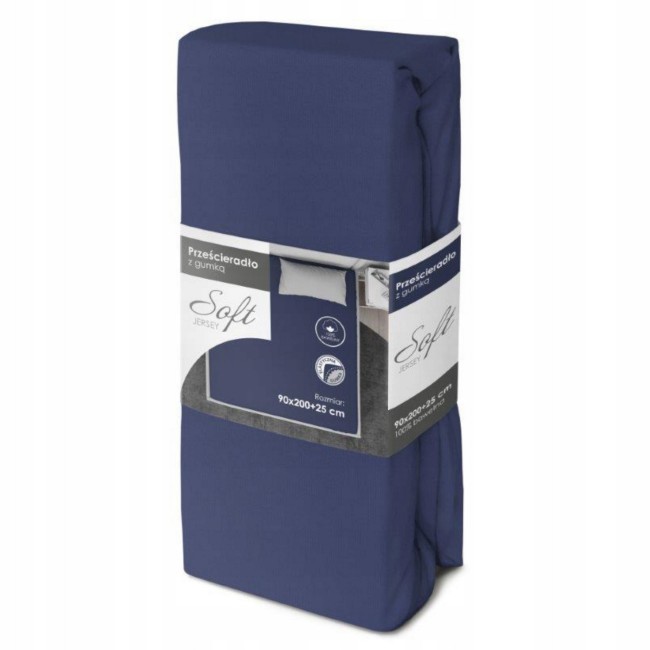 Przejdź do produktu Prześcieradło z gumką 90x200 bawełna jersey Granat