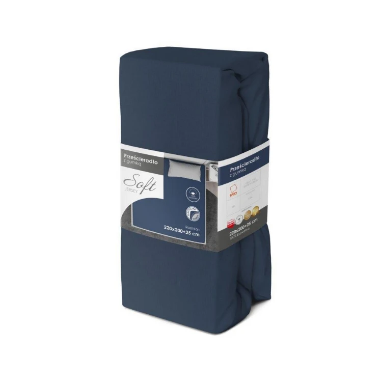 Prześcieradło z gumką 200X220 bawełna jersey granat