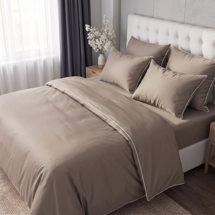 Pościel 200x220 z Makosatyny Pure TAUPE