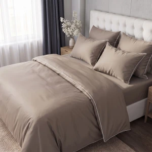 Pościel bawełniana 160x200 z Makosatyny Pure TAUPE 