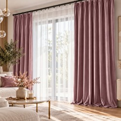 Zasłona do salonu 140x250 na żabki welurowa różowa
