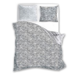 Pościel bawełniana 160x200 Szare Kwiaty 3 części